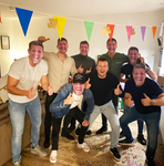 karton masker met foto maken drukken vrijgezellenfeest bruiloft